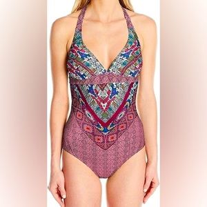 PrAna Swim Lahari Collection One Piece Swimsuit Pomegranate Marrakech Large
